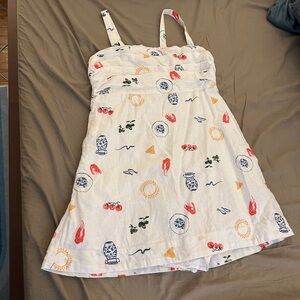 Abercrombie Emerson linen-blend skort romper in cream pattern